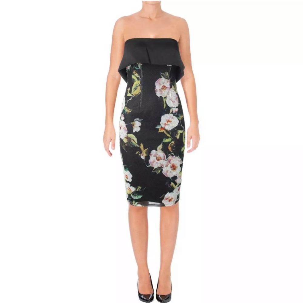 Bariano Strapless Knee-Length Cocktail Dress